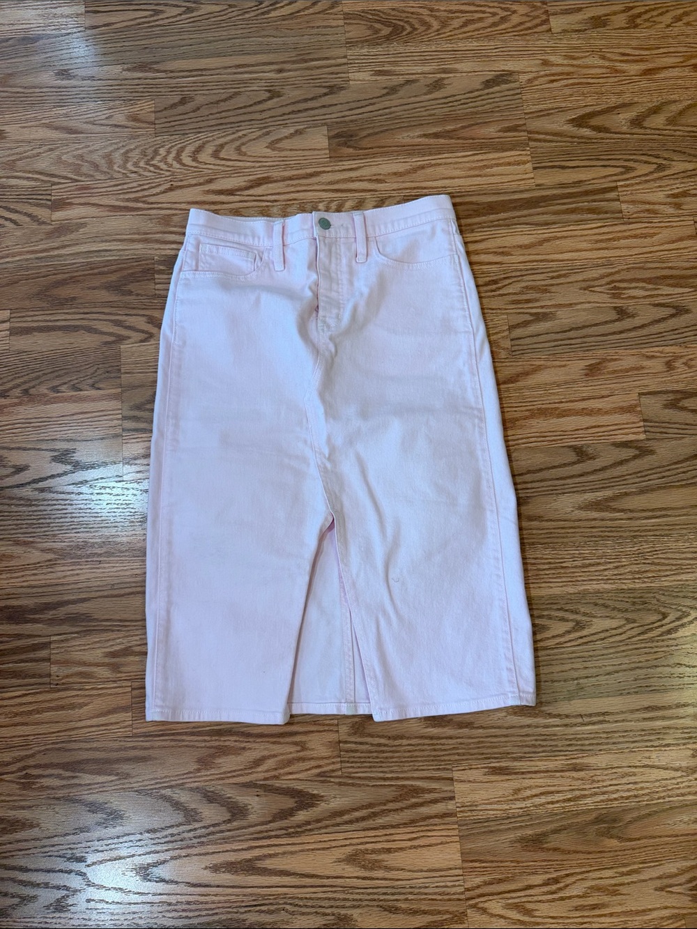 J. Crew Light Pink Cotton Midi Pencil Skirt